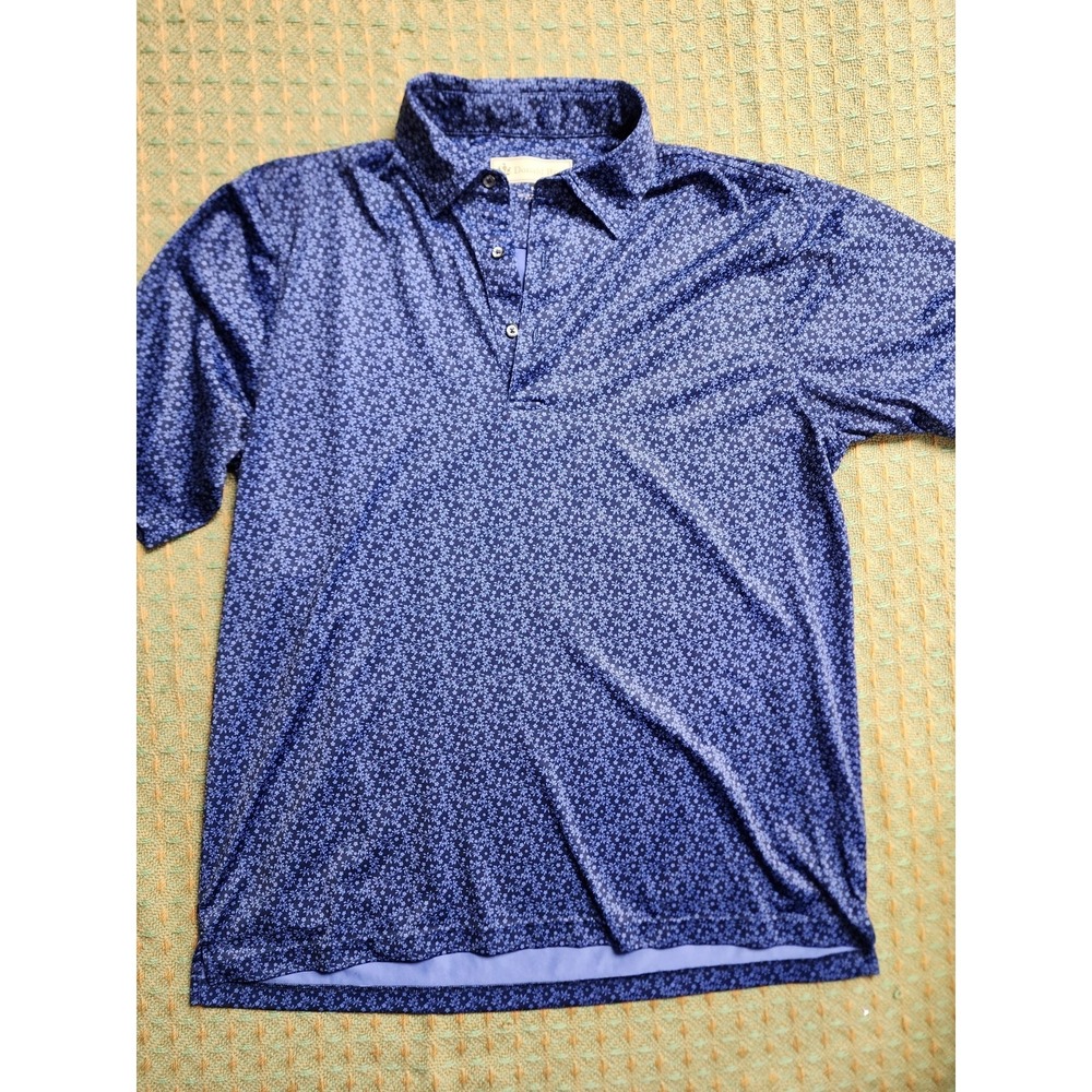 Donald Ross Polo Large Blue Floral Short Sleev Golf Performance Crystal Mountain